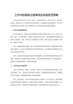 工作中的细致注意事项及风险防范策略.docx