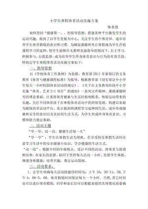 小学生寒假体育活动实施方案.docx