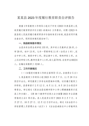某某县2023年度履行教育职责自评报告.docx