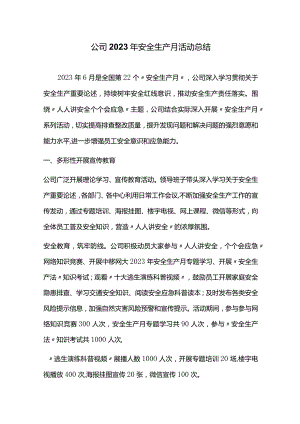 公司2023年安全生产月活动总结.docx