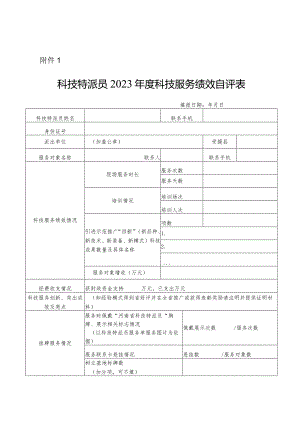 科技特派员2023年度科技服务绩效自评表.docx
