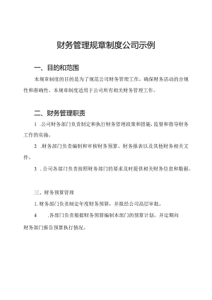 财务管理规章制度公司示例.docx