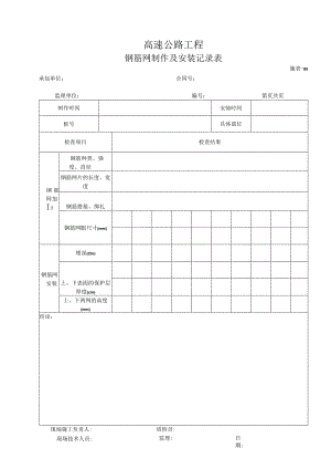 施表-85 钢筋网制作及安装记录表.docx