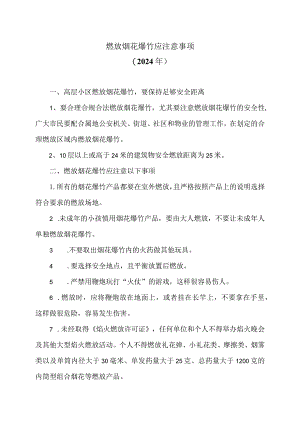 燃放烟花爆竹应注意事项（2024年）.docx