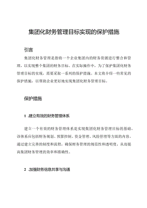 集团化财务管理目标实现的保护措施.docx