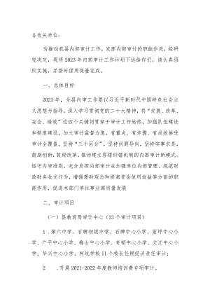 县审计局关于下达2023年度内部审计工作计划的通知.docx