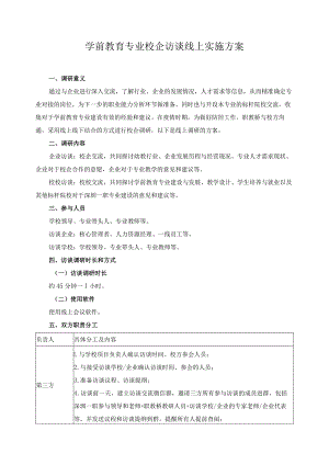 学前教育专业校企访谈线上实施方案.docx
