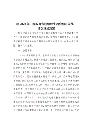 局2023年主题教育专题组织生活会和开展民主评议党员方案.docx