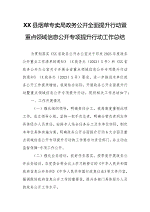 XX县烟草专卖局政务公开全面提升行动暨重点领域信息公开专项提升行动工作总结.docx