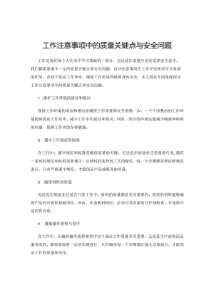 工作注意事项中的质量关键点与安全问题.docx