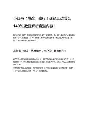 小红书“爆改”盛行！话题互动增长140%数据解析赛道内容！.docx