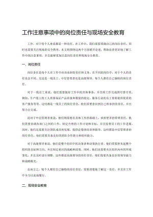 工作注意事项中的岗位责任与现场安全教育.docx