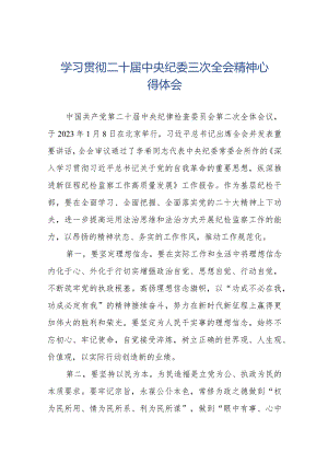 学习贯彻二十届中央纪委三次全会精神心得体会精品范文十九篇.docx