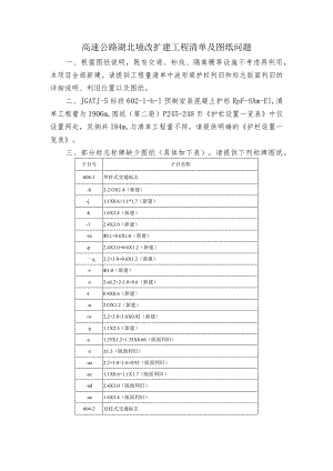 高速公路湖北境改扩建工程清单及图纸问题.docx