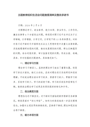 主题教育组织生活会问题查摆清单及整改承诺书.docx