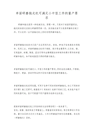 单面研磨抛光机可满足小中型工件的量产要求.docx