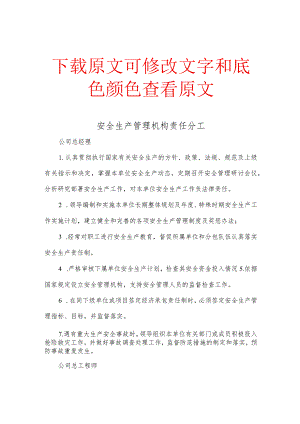 安全生产管理机构责任分工.docx