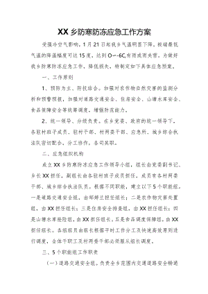 XX乡防寒防冻应急工作方案.docx