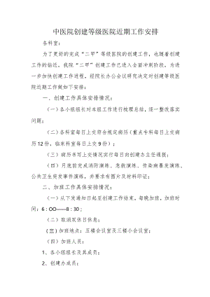 中医院创建等级医院近期工作安排.docx
