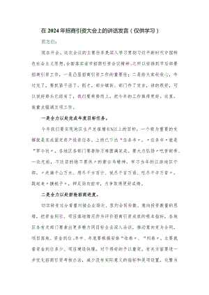 在2024年招商引资大会上的讲话发言.docx