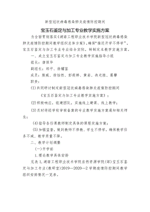 新型冠状病毒感染肺炎疫情防控期间宝玉石鉴定与加工专业教学实施方案.docx