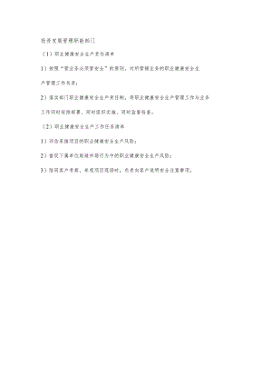 投资发展管理职能部门职业健康安全生产责任清单及工作任务清单.docx