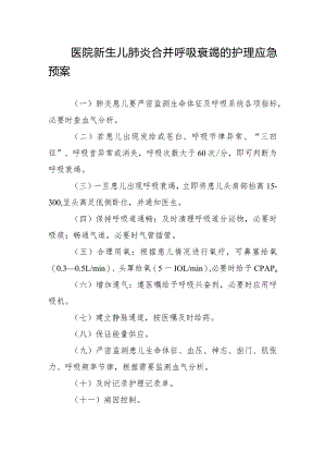 医院新生儿肺炎合并呼吸衰竭的护理应急预案.docx