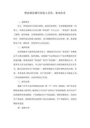法律案例分析--燃放烟花爆竹致他人受伤谁来担责.docx