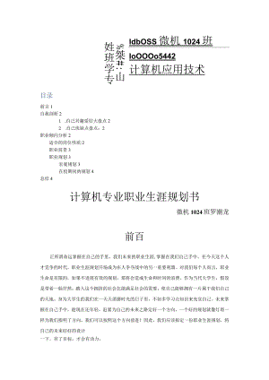 计算机专业职业生涯规划书.docx