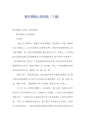 银行营销人员总结（3篇）.docx