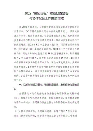 检察院聚力三项效能推动侦查监督与协作配合提质增效.docx