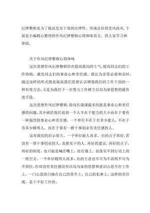 有关作风纪律整顿心得体会范文.docx
