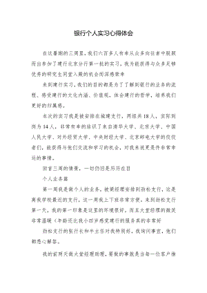 银行个人实习心得体会.docx