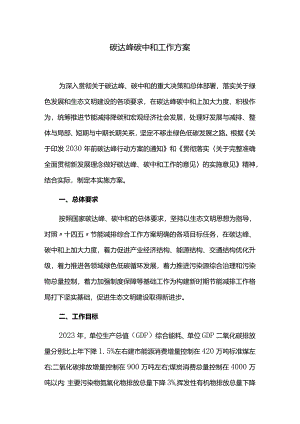 碳达峰碳中和工作方案.docx