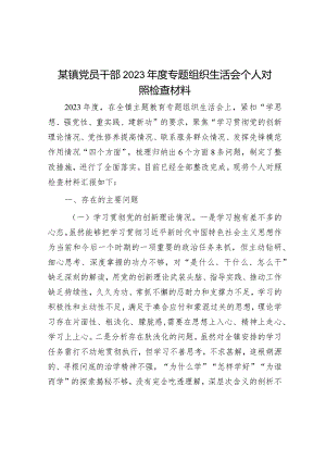 某镇党员干部2023年度专题组织生活会个人对照检查材料&主题教育专题组织生活会对照检查材料.docx
