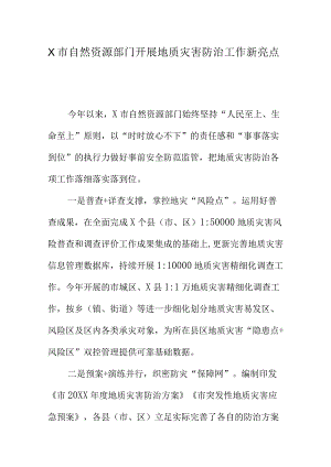 X市自然资源部门开展地质灾害防治工作新亮点.docx