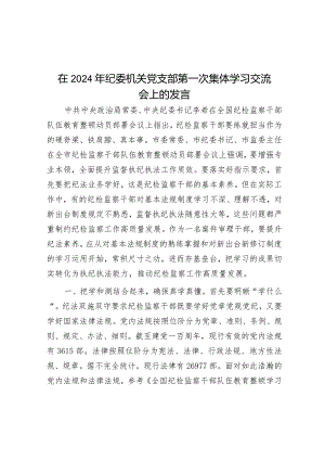 研讨发言：2024年纪委机关党支部第一次集体学习交流材料.docx
