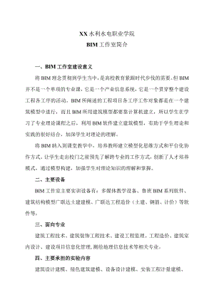 XX水利水电职业学院BIM工作室简介（2024年）.docx