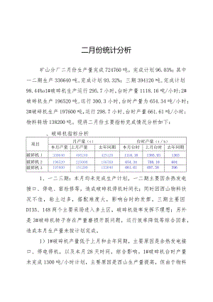 枞阳海螺水泥月度经营分析报表—2月份矿山统计分析.docx