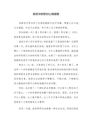 新初中的军训心得感想.docx