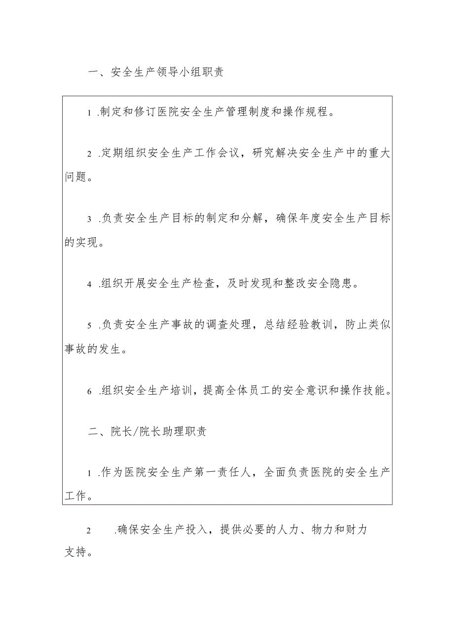 2024年医院卫生院安全生产岗位职责清单(最新版).docx_第2页