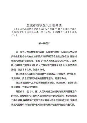 盐城市城镇燃气管理办法.docx