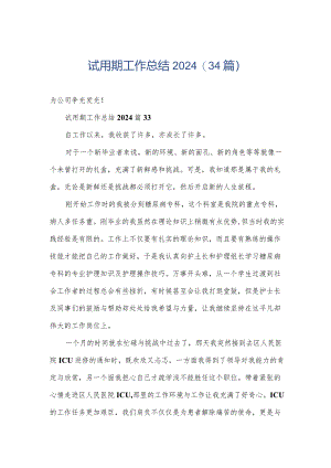 试用期工作总结2024（34篇）.docx