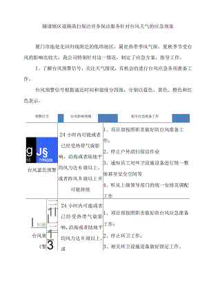 隧道辖区道路清扫保洁劳务保洁服务针对台风天气的应急预案.docx