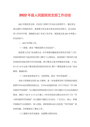 2022年县人民医院党支部工作总结.docx