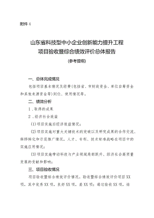 山东省科技型中小企业创新能力提升工程项目验收暨综合绩效总体报告.docx