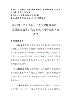 （3篇）党支部“三个清单”（党支部服务清单 责任清单）党支部规范提升重点查摆（7+42）问题清单 党支部发展党员工作计划、.docx
