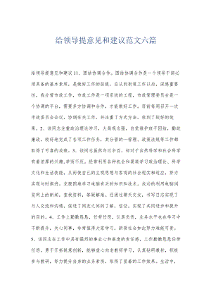 给领导提意见和建议范文六篇.docx