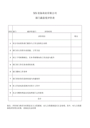 XX设备商业有限公司部门满意度评价表（2023年）.docx