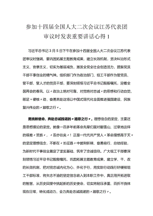 两会：参加十四届全国人大二次会议江苏代表团审议时发表重要讲话心得（2篇）.docx